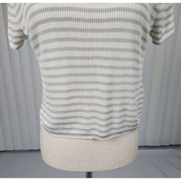 Madewell Micro-Rib Sweater Tee in Monument Short Sleeve Stripes Size Medium - Picture 8 of 11